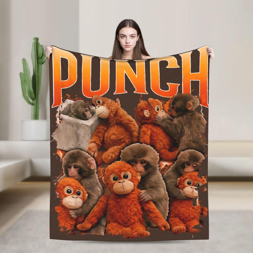 Lonely Punch Monkey Blanket Plush Funny Warm Throw Blanket for Home Restaurant Decoration