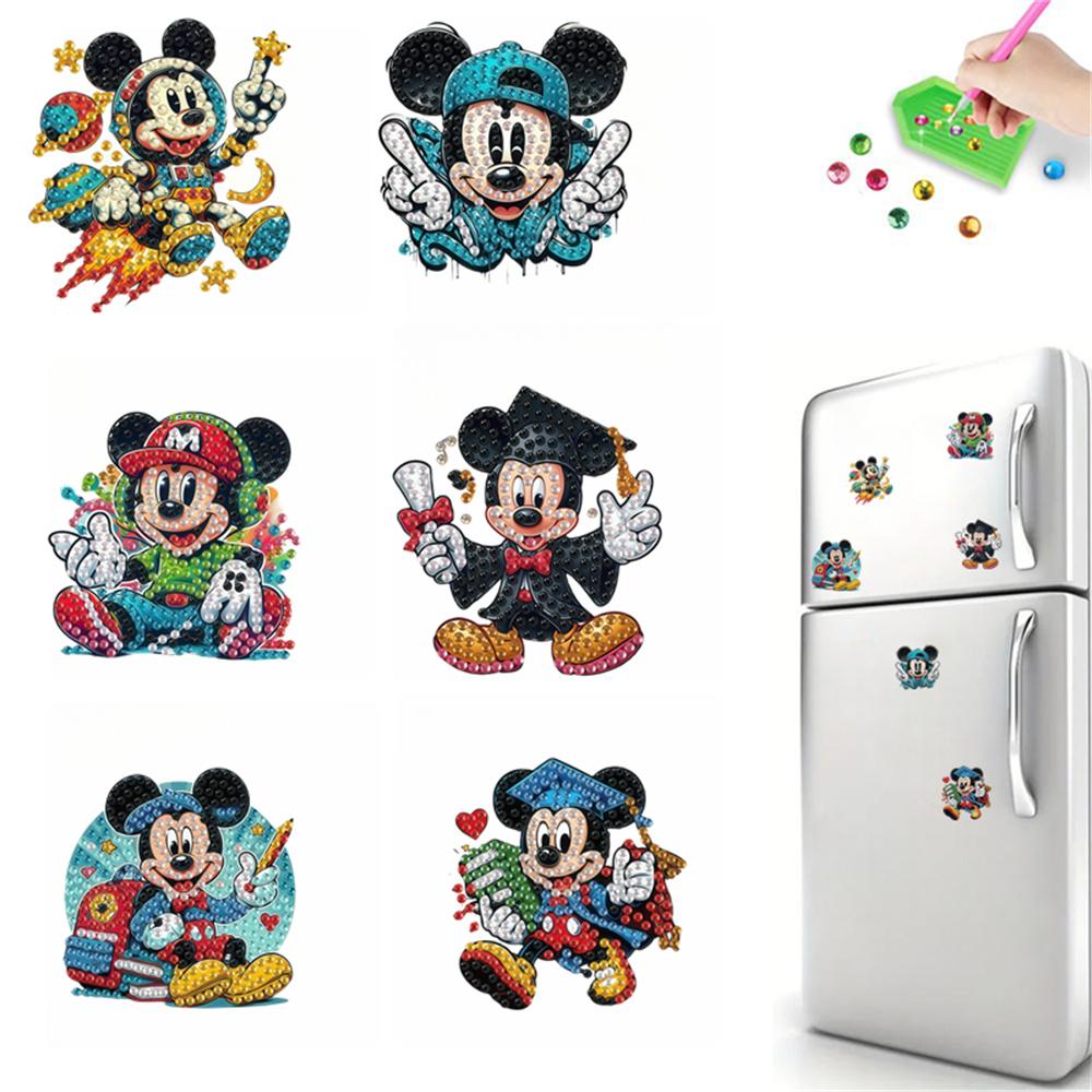 6Pcs Mickey Series Diamond Art Fridge Magnet Diamond Painting Refrigerator Magnet Diamond Painting Fridge Magnet for Adults Beginners