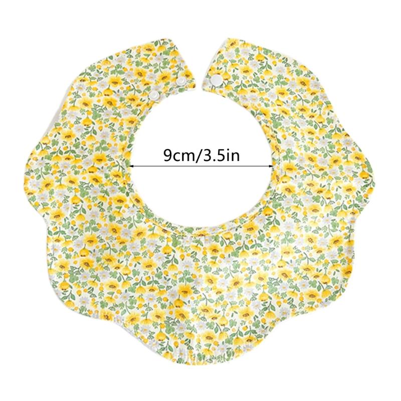 Baby Burp Cloth Cotton Bibs Cute Newborns Bib Adjustable Snaps Bib Petal Edge Bib Comfortable Nursing Bib for Drooling