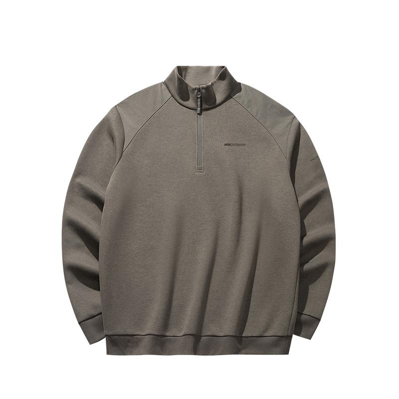 

Anta Comfortable Casual Simple Stand Collar Pullover Sweatshirt Men sweatshirt Spider-Web-Gray 152516704-2 2XL