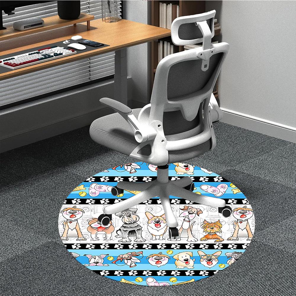 

1pc Dogs Paw Prints Office Round Rug, Non-slip, Soft and Durable Office Rug for Interior Decoration, Perfect for Office, Beautiful Decoration yy260323 80cm by 80cm