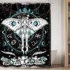 Gold Moth Shower Curtain Moon Phase Curtains For Bathroom Gothic Black Butterfly Moonlit Bath Curtain Psychedelic Bathroon Decor