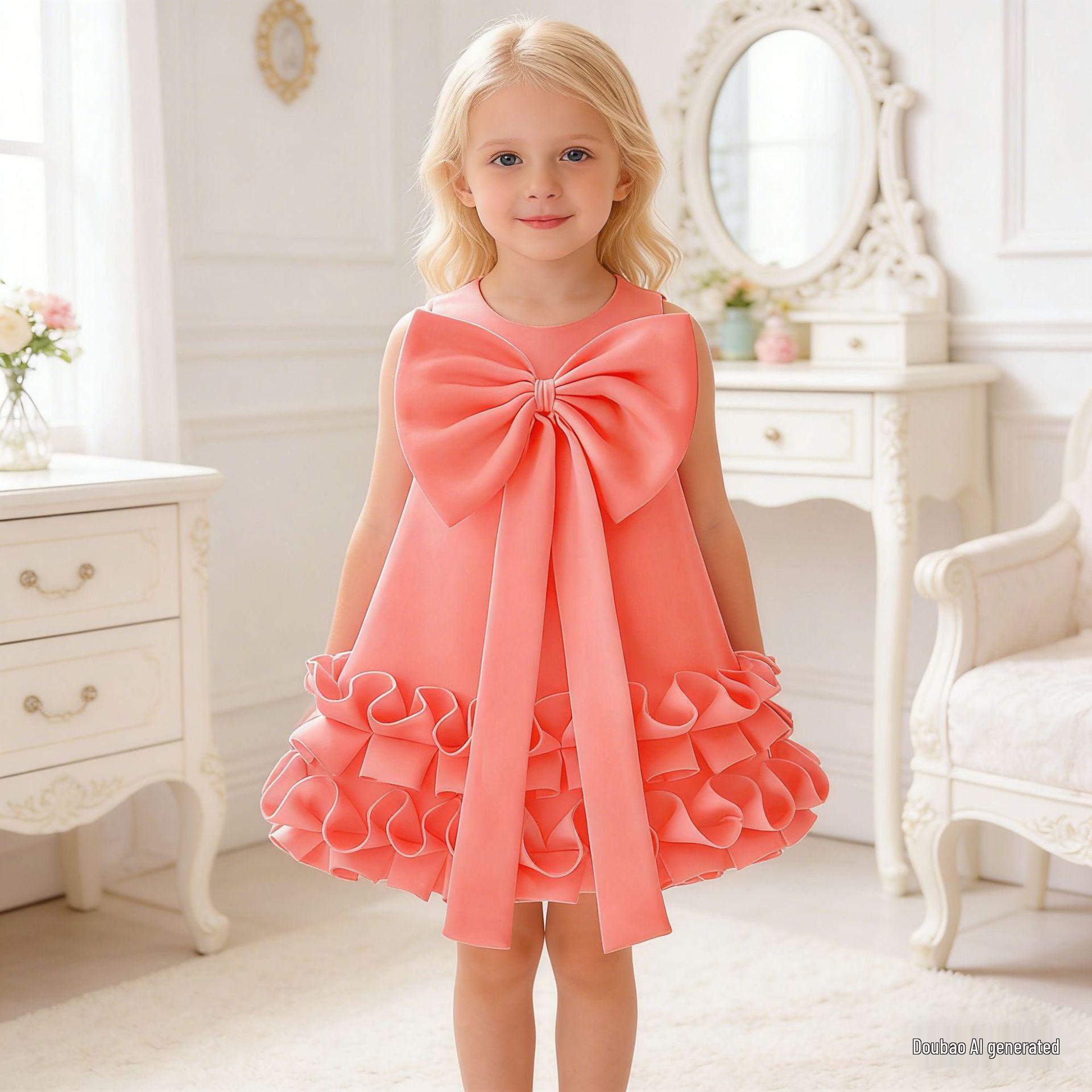 2026 Children s Princess Formal Gowns: Bowed Birthday, Fashion Show & Party Dresses 110cm/4Y
