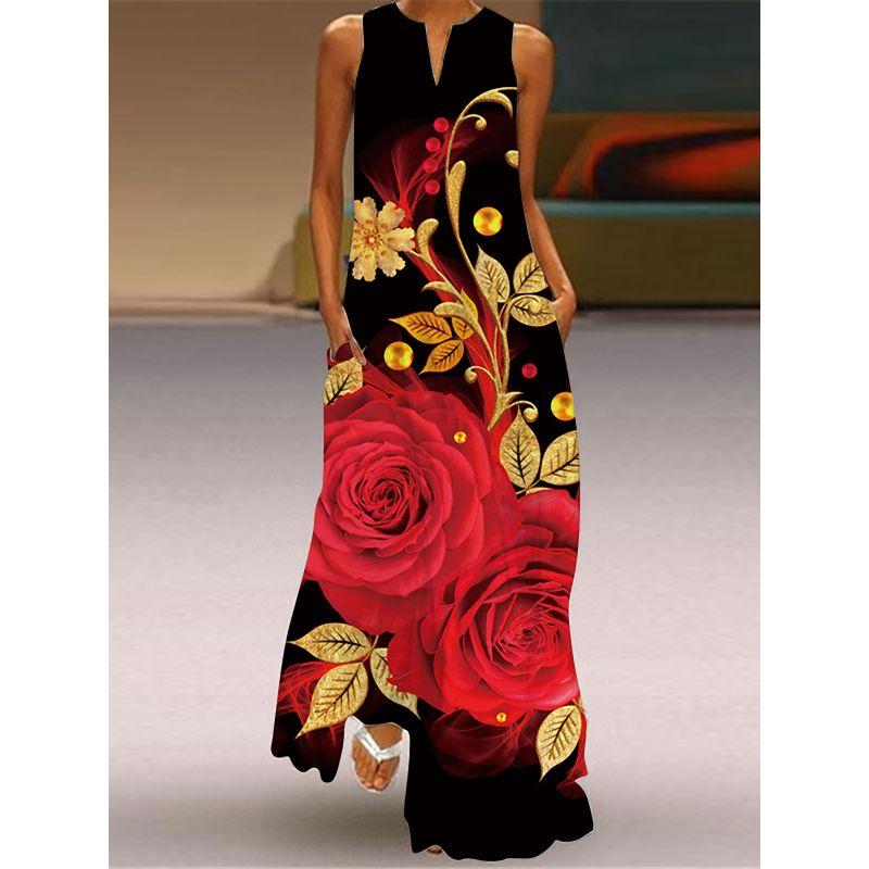 Dress Women Summer Print Long Beach Holiday Loose 3D Skirt