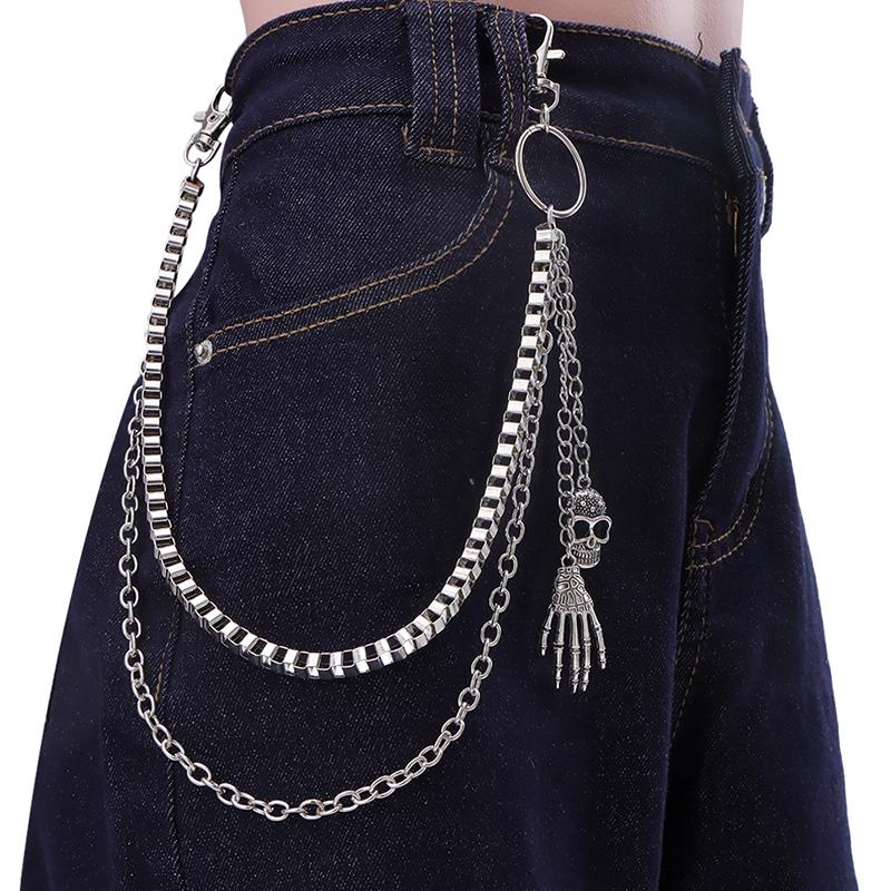 Punk Hosenkette Totenkopf Dekorative Metall-Taillen-Schlüsselanhänger Für Männer Frauen Jeanshose Gothic Vintage Hip-Hop Schmuck Zubehör