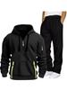 2026 Men's European Size Hoodie & Sweatpants Two-Piece Set - Half-Zip Hoodie & Straight Leg Pants