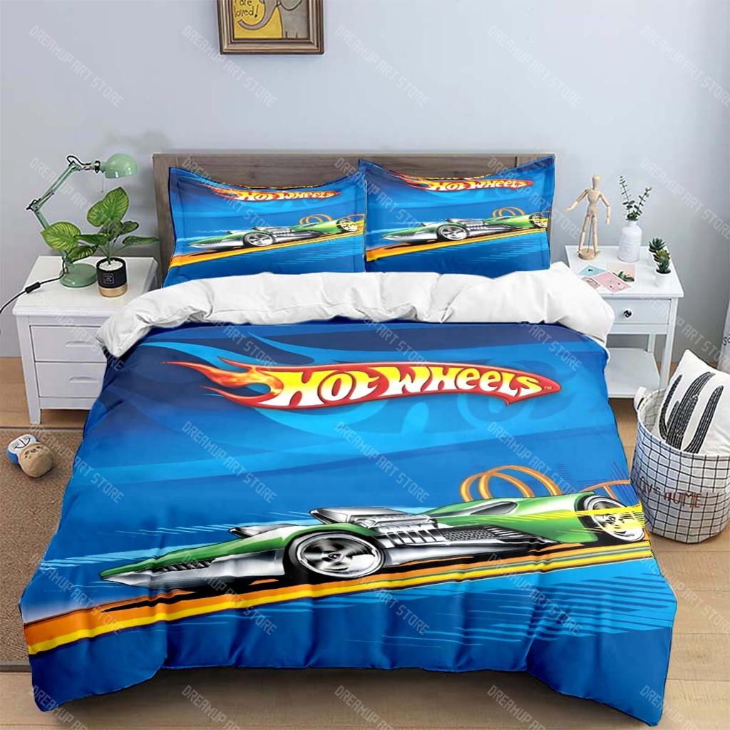 Modny Kreskówkowy Gorący Nadruk W-Wheels Zestawy Pościeli Zestaw Artykułów do Łóżka Poszwa na Kołdrę Zestaw Kołdry Zestaw Pościeli Luksusowy Prezent