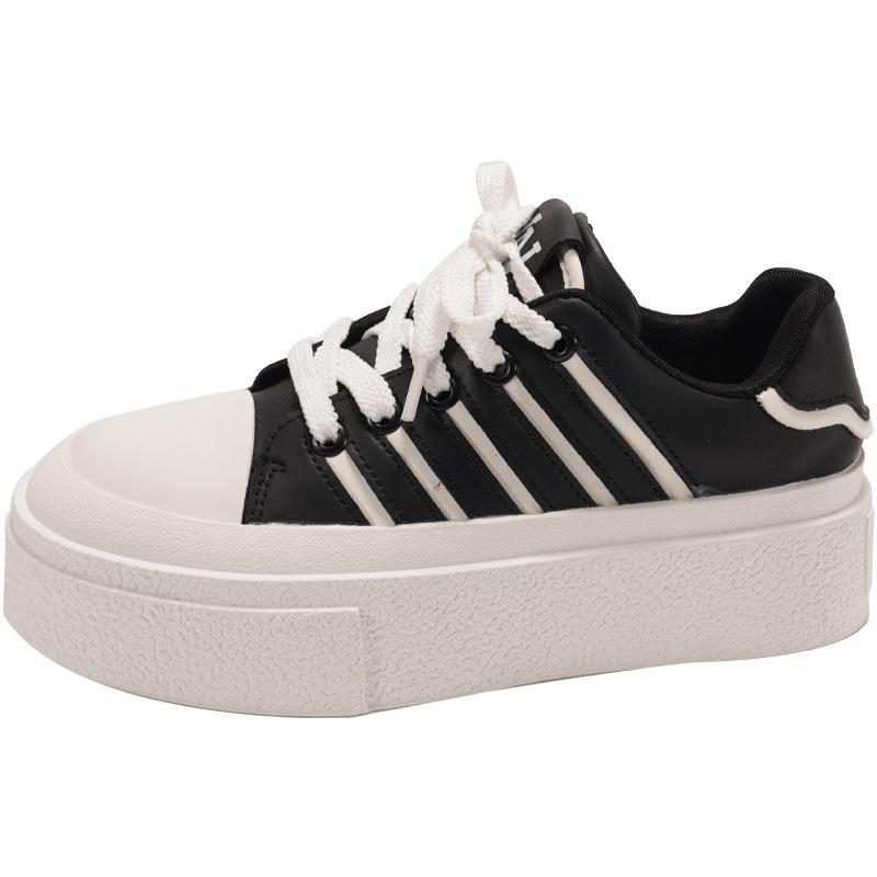

White sneakers women s spring heightening board shoes platform casual shoes muffin white shoes big head bread shoes 40 чёрный