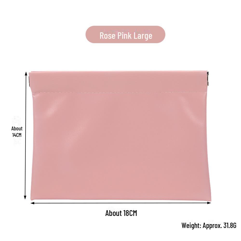 Auto-Close PU Leather Cosmetic Bag for Travel - Holds Lipstick, Earphones, Chargers, and Cables.