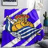 1Pc Real Sociedad Print Flannel Blanket, High Quality Comfortable for All Seasons, Home Decor, Warmth and Comfort, Perfect for Christmas Gifts