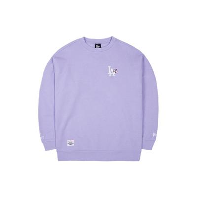 New Era Letter Embroidered Pullover American Sweatshirt Unisex Sweatshirt Light-Purple 13558610