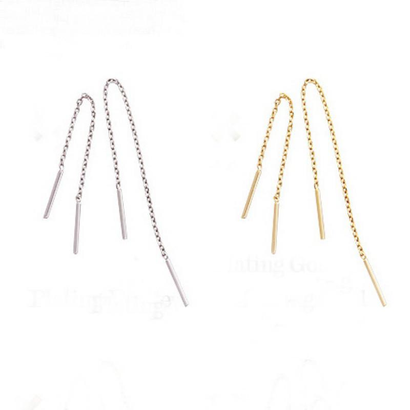 1 Pair or 2 Pair Silver Gold Chain Threader Earrings Gold Earrings Dangle Earrings Gold Jewelry Edgy Earrings Drop Earrings for Gifts 18cm/7\