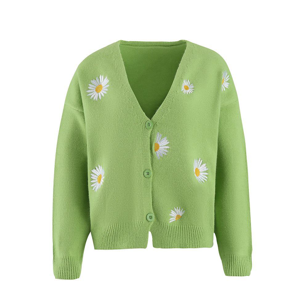 Cross2026 Women's Christmas Abstract Floral Casual Cardigan Sweater