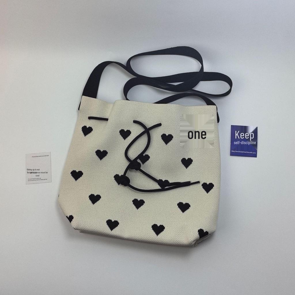 Nowa Dwukolorowa Torba Kwiatowa ze Sznurkiem: Elegancka pleciona torebka damska na ramię w stylu miejskiego szyku