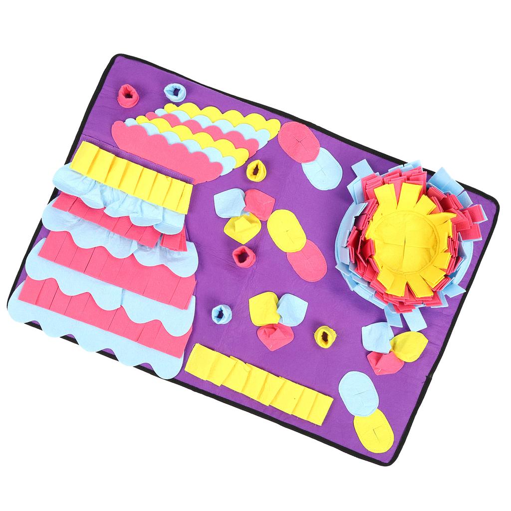 Haustier Schnüffelmatte Waschbare Geruchstrainingsmatte Energie verbrauchen Puzzle Haustierspielzeug Stress abbauen Lila 68x50CM