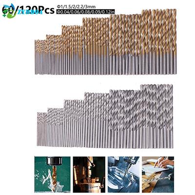 60/120Pcs Drill Set - Suitable For Metal And Wood, 1-3.5mm High Carbon Steel, Round Shank Spiral Groove Design, Durable Woodwork