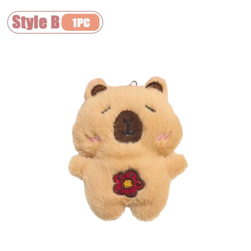 1-10PCS Capybara Plush Keychain Cute Animal Plushie Doll Outfits Bag Charm Keyring Pendant Backpack Accessory