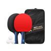 3-Star Beginner Table Tennis Racket Set Solid Wood Blade Short Long Handle Options Anti-Spin Rubber Students New