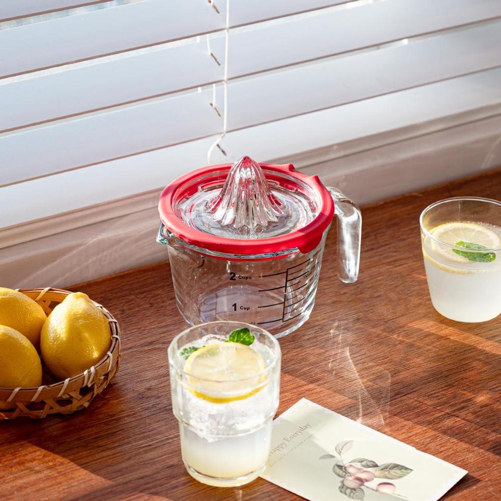 Clays Lemon Squeeze Messbecher Hitzebeständiges Glas Zitronensaftpresse Zitronenpresse