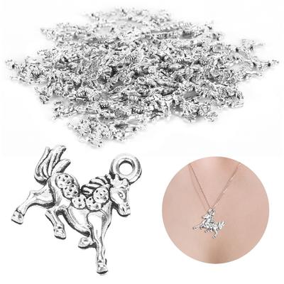 100pcs Silver Horse Pendant Vintage Horse Keychain Pendant DIY Jewelry Supplies  Crafts Making