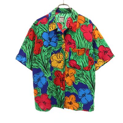 JEANS Floral Short Sleeve Open Color Shirt 9 Women Used