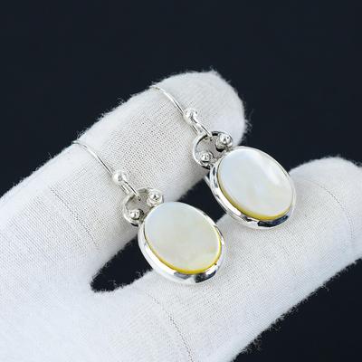 Perlmutt Edelstein Ohrringe, Perlen 925 Sterling Silber Ohrringe, handgefertigter Schmuck, Boho Ohrringe, Geschenke für Frauen, Frauen Ohrringe