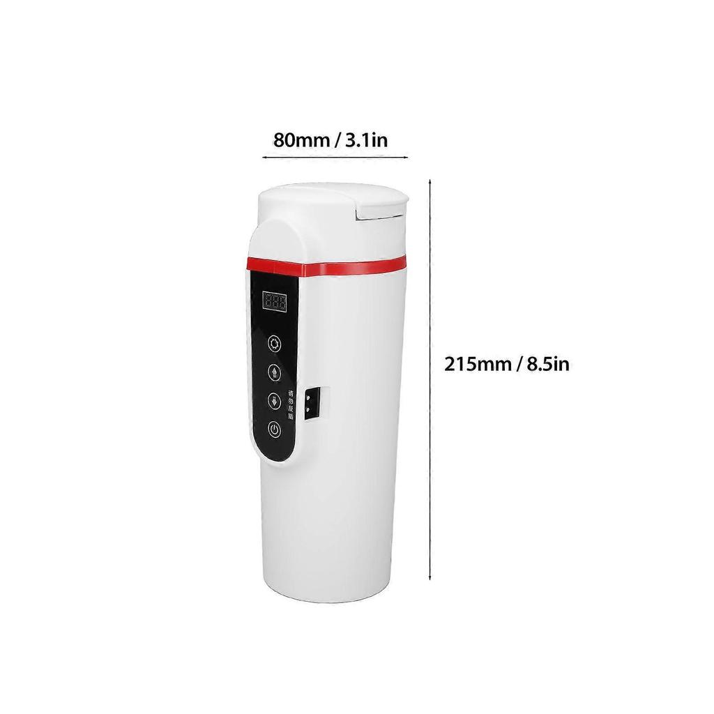 Electric Heated Bottle Temperature Control Stainless Steel Smart Heating Car Cup 500ml White