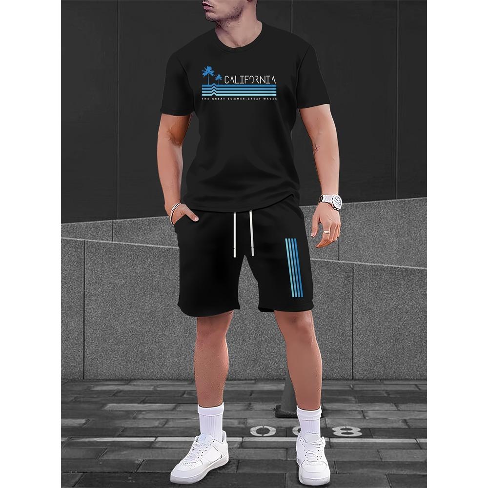 Neue Mode 3D Lustiger Druck Herren Anzug Übergroß Kurzarm Shorts Zweiteiler Herren Sportbekleidung Sommer Freizeit Reise Anzug