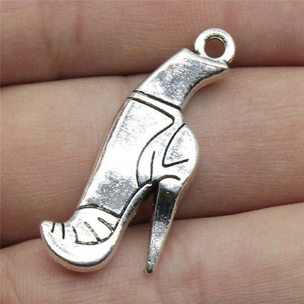 Shoes High Heel Fashion Charm Antique Bronze Zinc Alloy Jewelry Making Supplies for Women Earring Charms Handmade