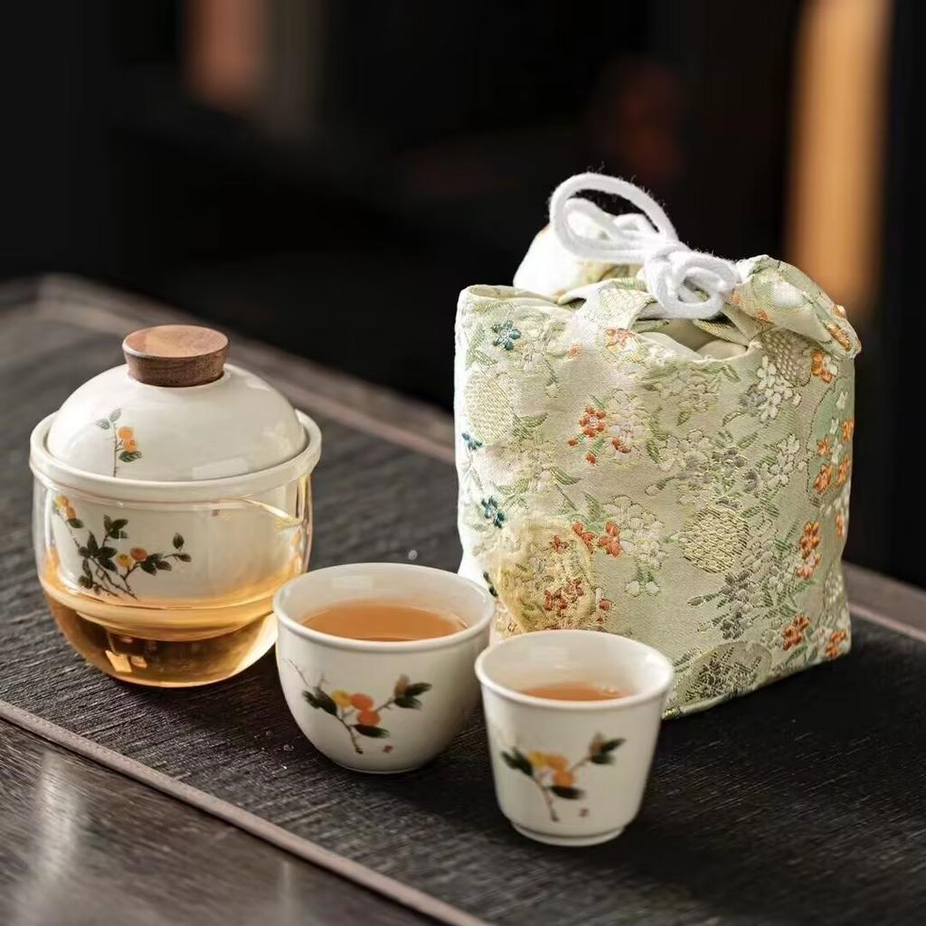 Plant Ash National Style Set Storage Portable Express Cup Glass Ceramic One Pot Two Cups Small Set With Gifts