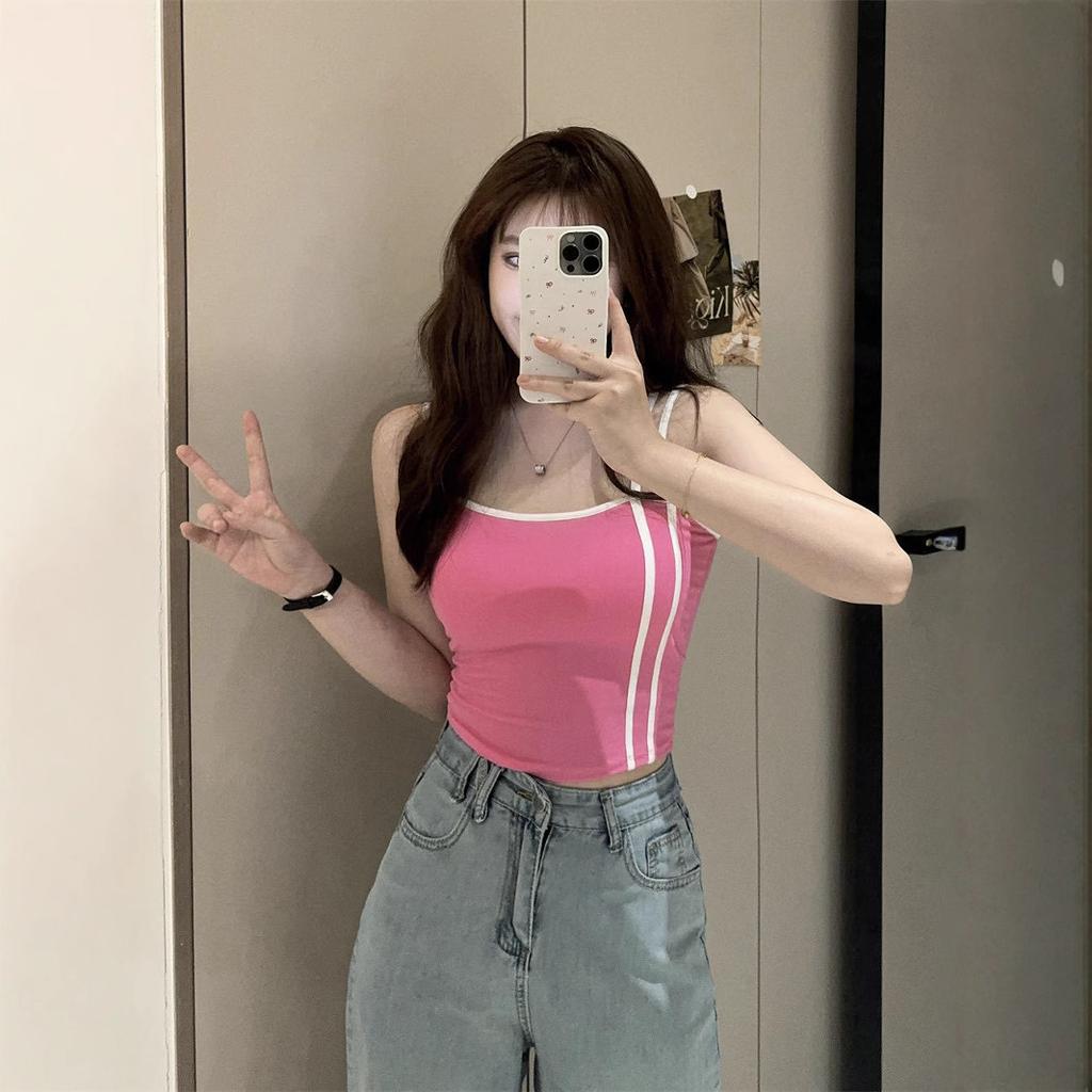 American Cotton Minority Sleeveless Top To Wear Short Crop Female Spring Halter Vest Slimming Body