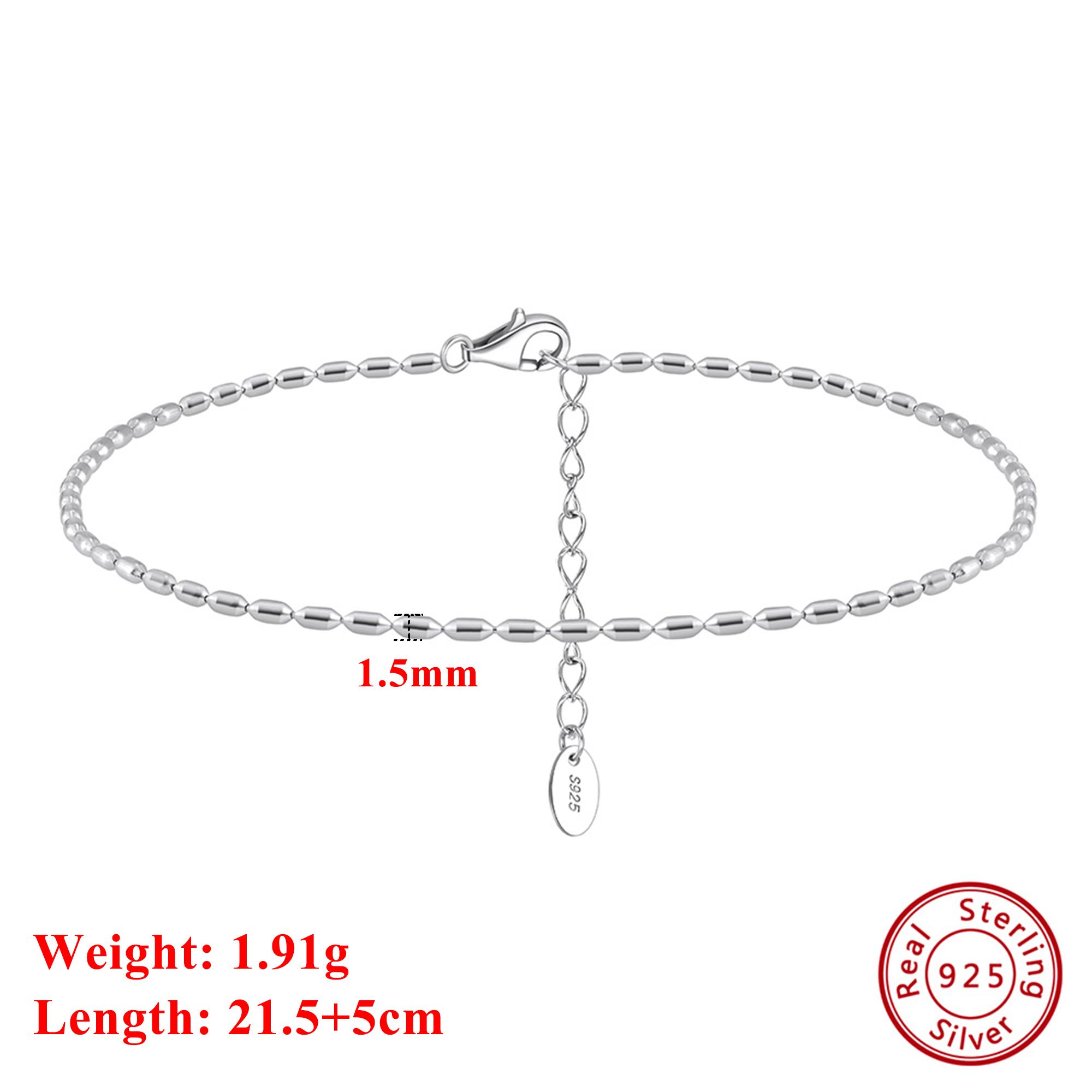 

Effie Queen Enchanting 925 Sterling Silver Olive Beads Chain Anklet Exquisite Jewelry for Women Summer Beach Casual Wearing SA81 серебряный