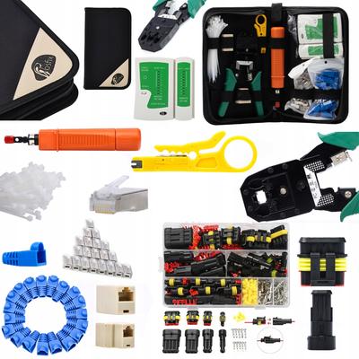 9W1 Ağ Alet Seti – Sıkma Pensesi ve Soyucu ile LAN Kablo Test Cihazı | 352 Adet Su Geçirmez Konnektör | Kullanışlı Çanta