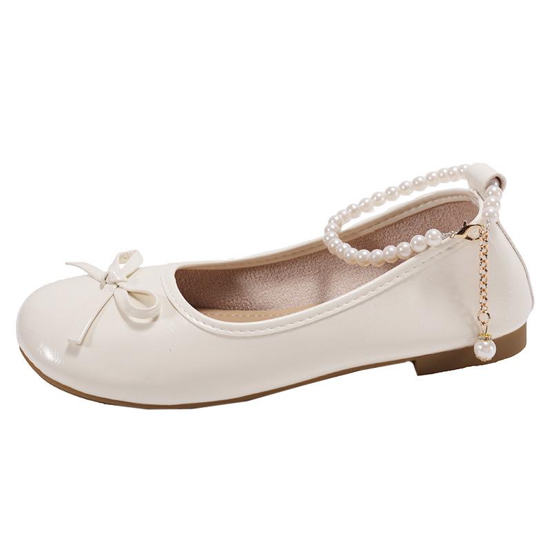 White French round head inner height increase flat bottom shallow mouth single shoes women's summer 2025 new versatile skirt Mary Jane shoes