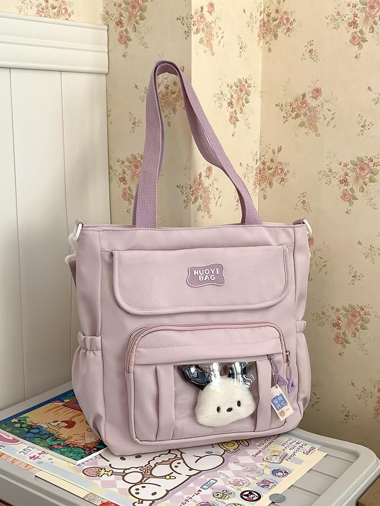 Ins Girl College Style Canvas Messenger Bag Small Fresh Large Capacity Female Student Class Commuting Shoulder Bag фиолетовый 2263₽