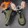 Winter Velvet Cotton Shoes High-top Thick-soled Outer Wear Warm Snow Boots Lace-up Retro Men's Martin Boots