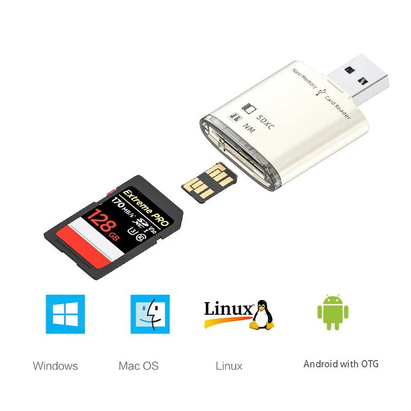 8GB-128GB SD SDXC USB 3.0 Card Reader for Huawei NM Nano Memory Card Write Adapter Laptop PC Quality Memory Extend USB Converter