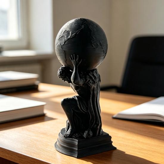 Printed Sculpture 3d Matte Figurine Black 3d Printed Statue With Frosted Texture Symbolizing Responsibility Desktop Ornament For Home Office Decor