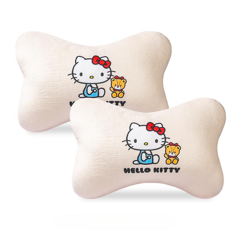 Hello Kitty Car Neck Pillow Cartoon Car Headrest Pillow Car Accessories Interior Woman Kawaii Seat Pillow