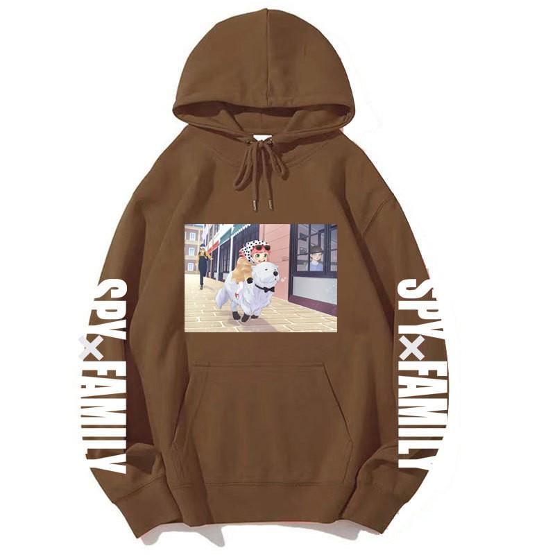 Spy X Family Anime Print Hooded Sweatshirt Men Women Oversized Fleece Pullover With Ribbed Hem