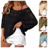 Women's Crochet Beach Sun Protection T-shirt with 7-Point Sleeves
