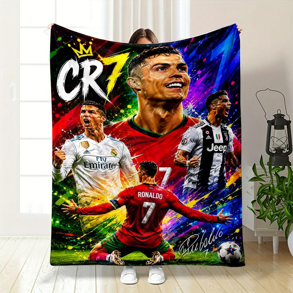 CR7 Θρύλος του Ποδοσφαίρου Ζωηρό Σχέδιο Ζεστή Κουβέρτα Φλις Κουβέρτα για Υπνοδωμάτιο, Σαλόνι, Καναπέ και Ύπνο