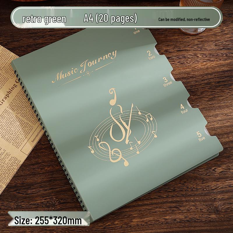A4 Music Score Clip: Retro Color, Non-Reflective, Transparent Storage Binder