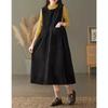 Vestido de Tirantes de Pana para Mujer Otoño Invierno Nuevo Estilo Estilo Retro Pequeño Suelto Largo Medio Camiseta sin Mangas Falda