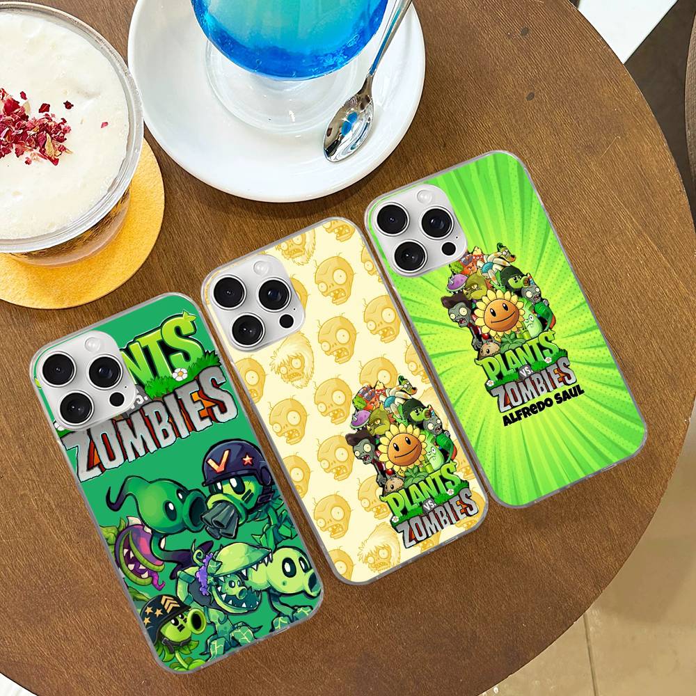 Plants Vs Game Z-Zombies Phone Case For IPhone 11 12 13 14 15 16 17 Plus Pro Max Satin Laser Glossy Cover