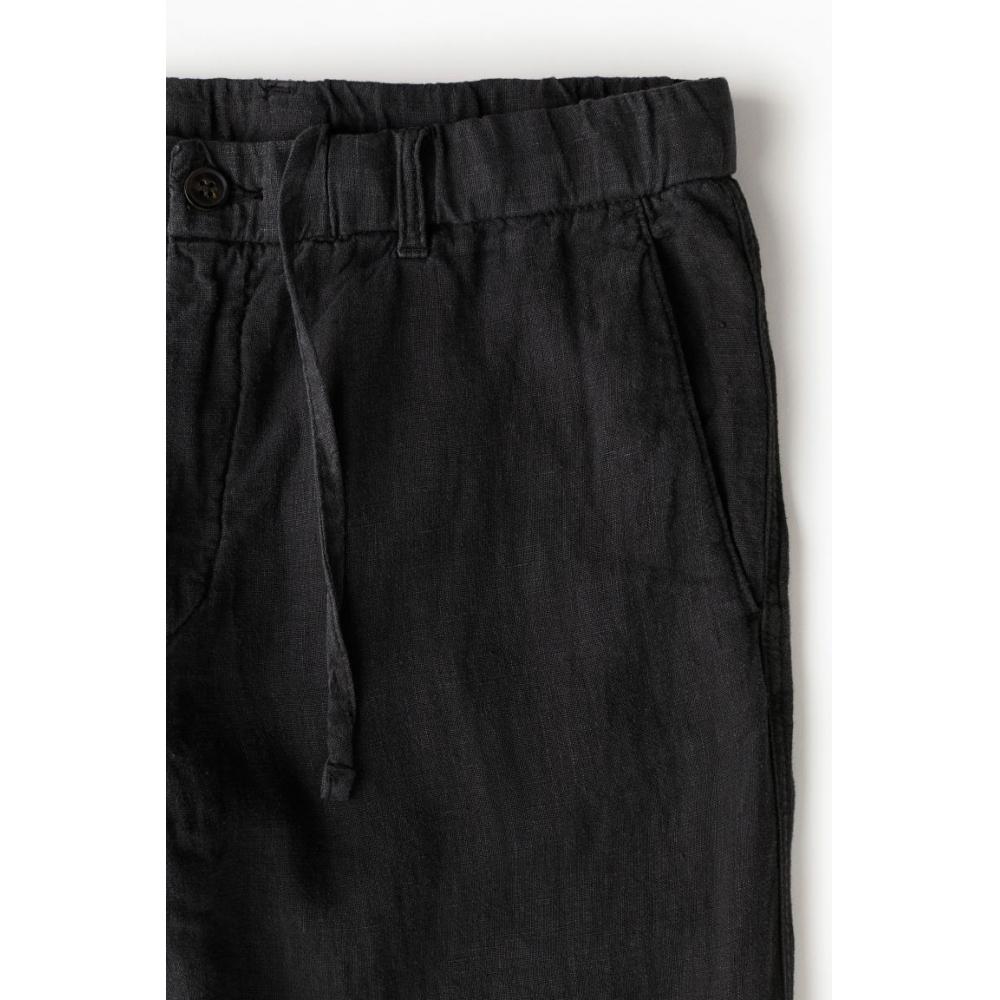 H M Regular Fit Linen Pants Black