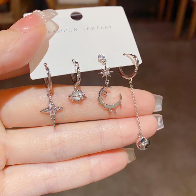 Stylish Irregular Four-Piece Ear Cuff Set: European and American Fashion Luxury Accessories