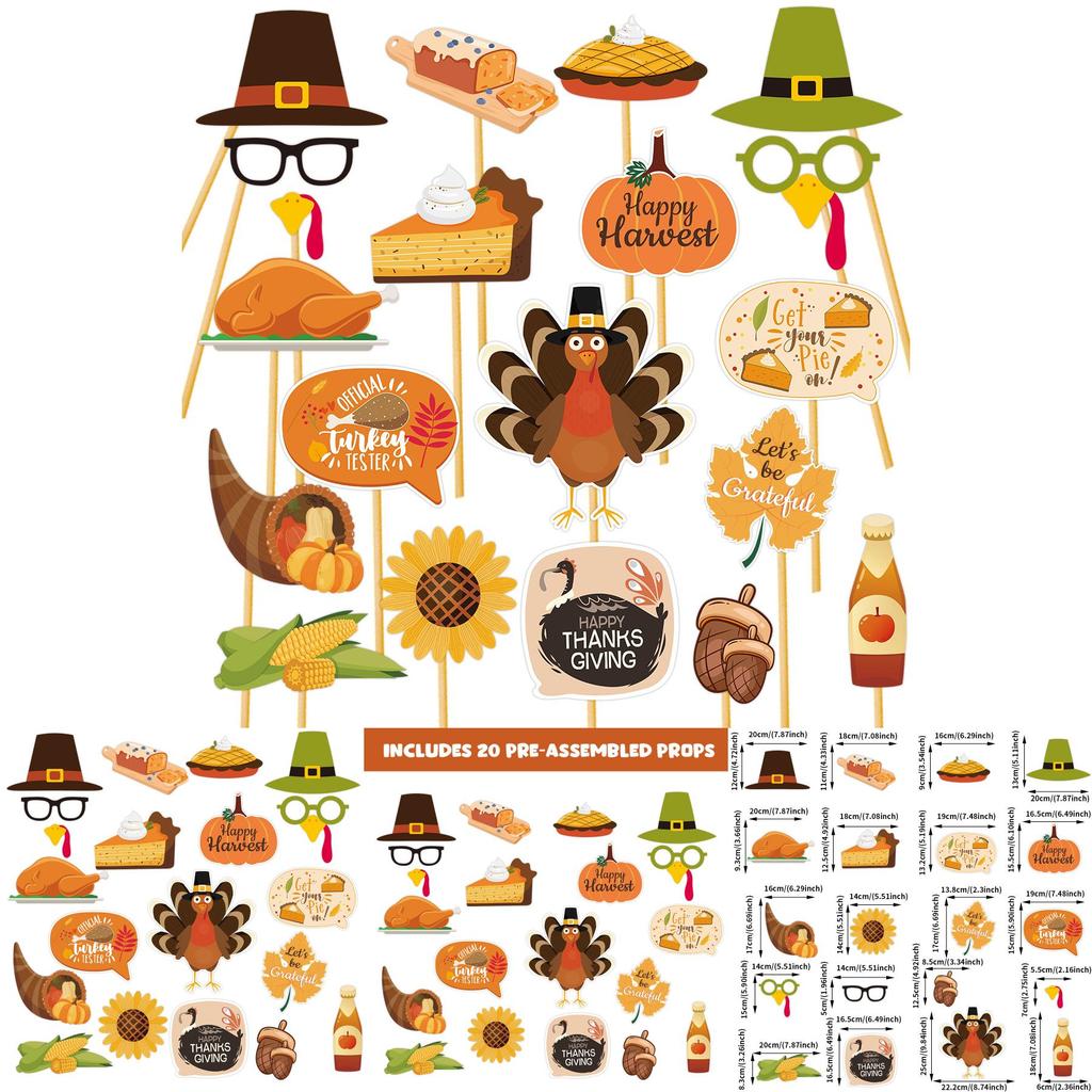 American Style Thanksgiving Day Decor Photo Booth Props For Holiday Party Fun