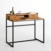 Vintage Solid Wood & Wrought Iron Laptop Desk with Drawers