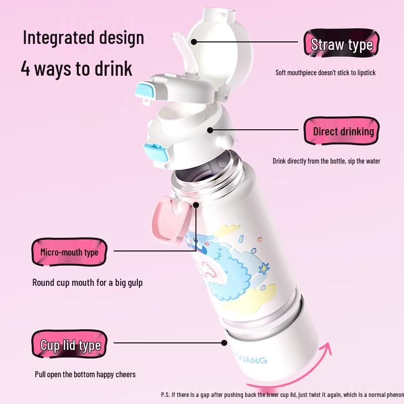 Fuguang 560ML Kids 316 Stainless Steel Insulated Straw Water Bottle